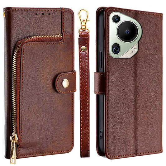 For Huawei Pura 70 Ultra Leather Case Phone Wallet Bag Mobile Accessories Wholesale - Brown