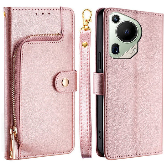 For Huawei Pura 70 Ultra Leather Case Phone Wallet Bag Mobile Accessories Wholesale - Rose Gold