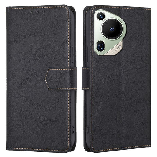 For Huawei Pura 70 Ultra Leather Case RFID Blocking Magnetic Clasp Phone Cover - Black