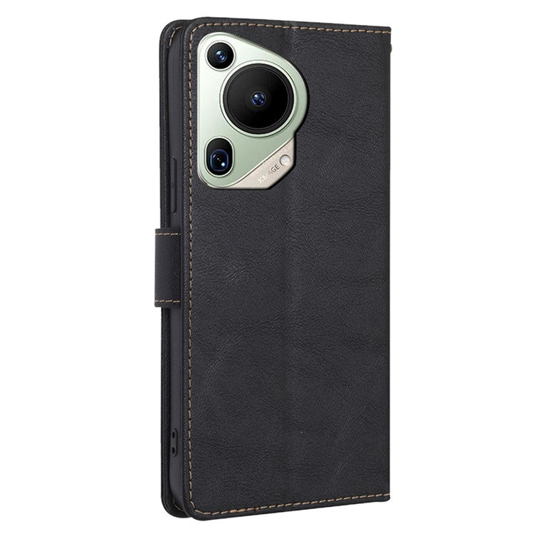 For Huawei Pura 70 Ultra Leather Case RFID Blocking Magnetic Clasp Phone Cover - Black
