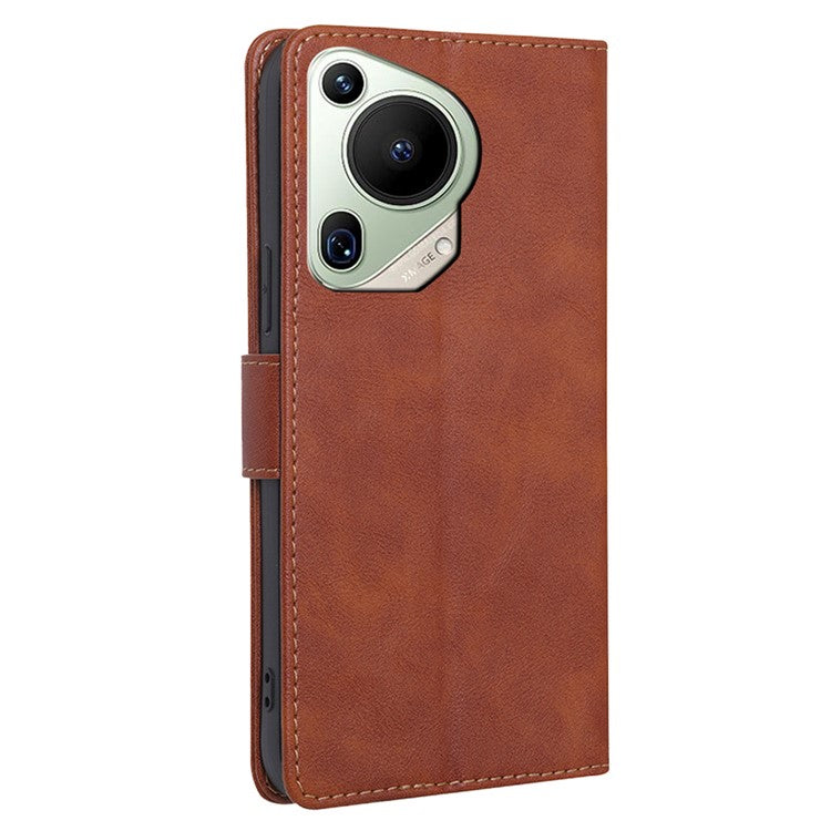For Huawei Pura 70 Ultra Leather Case RFID Blocking Magnetic Clasp Phone Cover - Brown