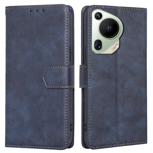 For Huawei Pura 70 Ultra Leather Case RFID Blocking Magnetic Clasp Phone Cover - Blue