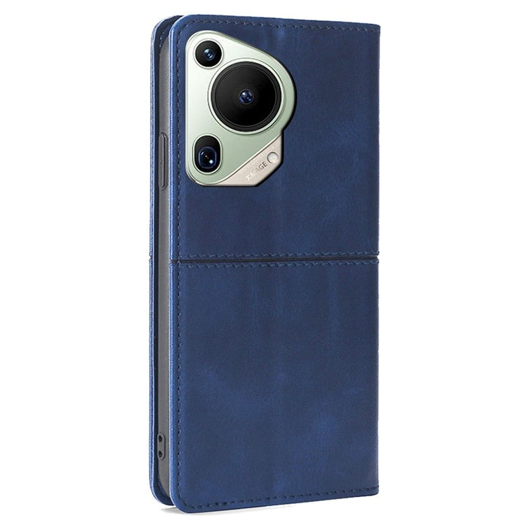 For Huawei Pura 70 Ultra Leather Case Magnetic Closure Full Protection Book Folio Design Phone Cover - Blue