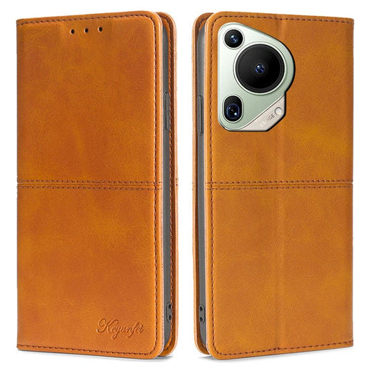 For Huawei Pura 70 Ultra Leather Case Magnetic Closure Full Protection Book Folio Design Phone Cover - Light Brown