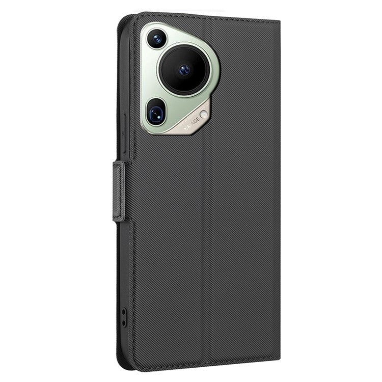 For Huawei Pura 70 Ultra Phone Ultra Case Anti-Scratch Twill Texture Leather Folio Flip Cover - Black