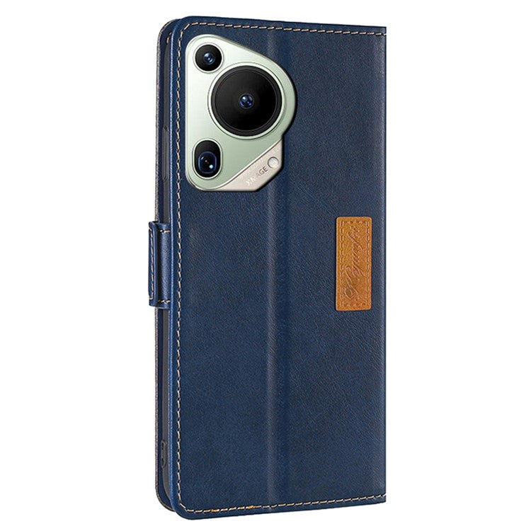 For Huawei Pura 70 Ultra Dual Color Splicing Case Leather Wallet Phone Cover - Blue+Grey