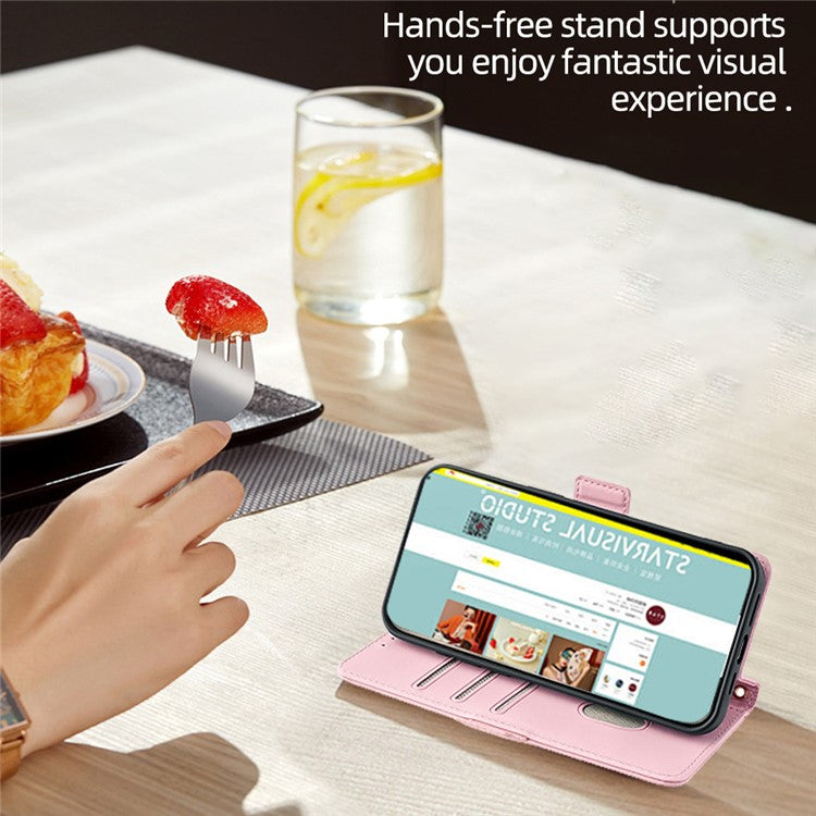 For Huawei Pura 70 Ultra Case Card Slots PU Leather Phone Cover with Straps - Pink