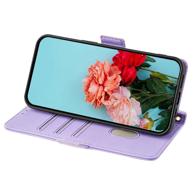 For Huawei Pura 70 Ultra Case Card Slots PU Leather Phone Cover with Straps - Purple