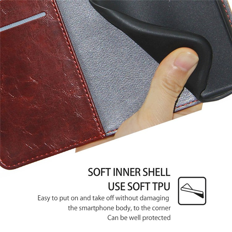 For TECNO Pova 6 5G Wallet Case Geometric Splicing Leather Stand Phone Cover - Dark Brown