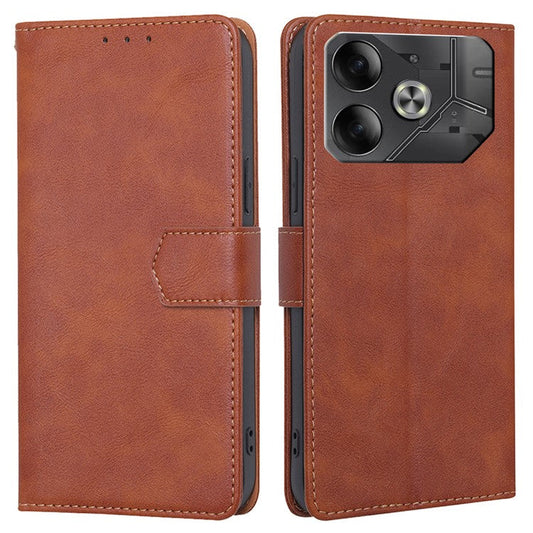 For TECNO Pova 6 5G Wallet Case RFID Blocking Leather Flip Phone Cases - Brown