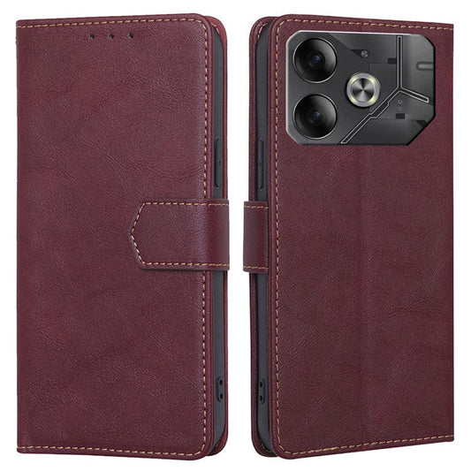 For TECNO Pova 6 5G Wallet Case RFID Blocking Leather Flip Phone Cases - Wine Red