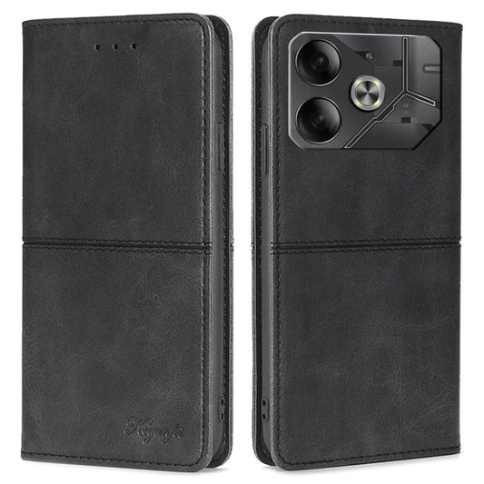 For TECNO Pova 6 5G Case Shock Absorbing PU Leather Stand Phone Cover with Card Slots - Black