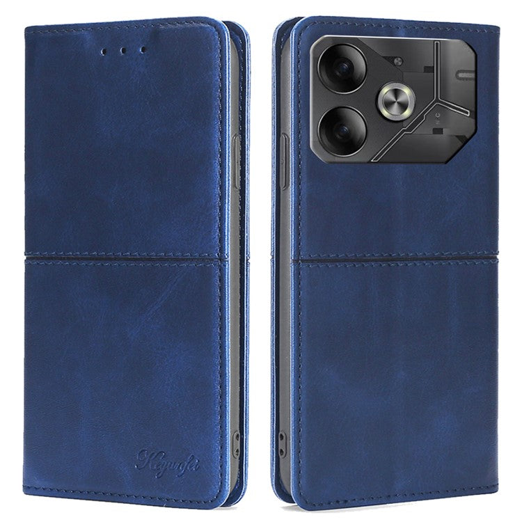 For TECNO Pova 6 5G Case Shock Absorbing PU Leather Stand Phone Cover with Card Slots - Blue