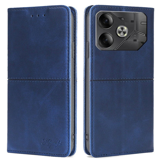 For TECNO Pova 6 5G Case Shock Absorbing PU Leather Stand Phone Cover with Card Slots - Blue