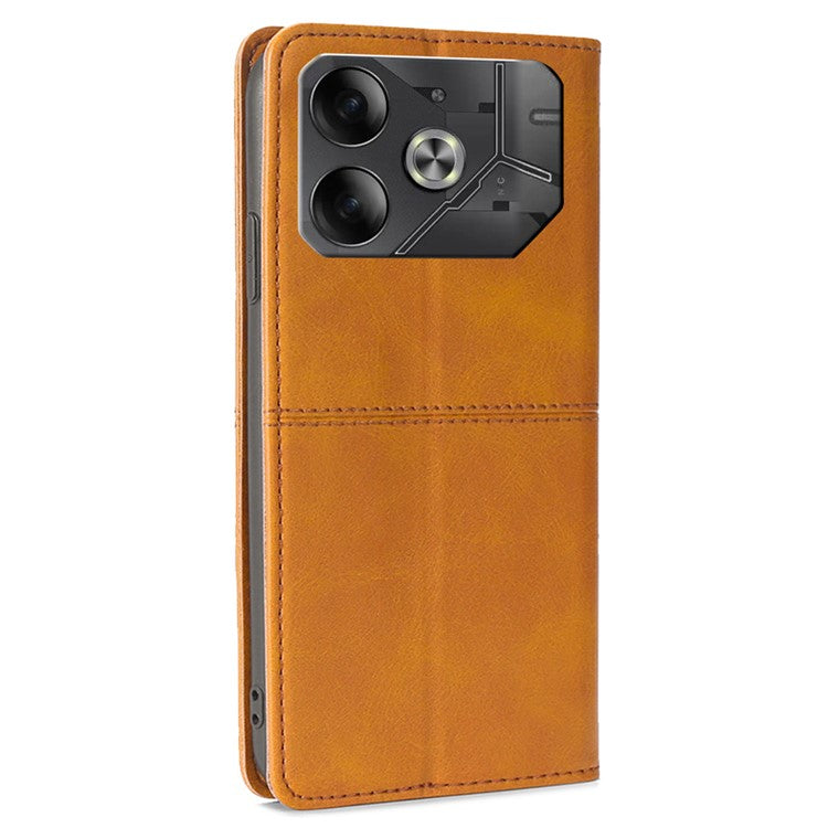 For TECNO Pova 6 5G Case Shock Absorbing PU Leather Stand Phone Cover with Card Slots - Light Brown
