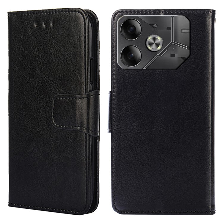 For TECNO Pova 6 5G Scratch Resistant Stand Cover Leather Wallet Phone Accessories Distributors - Black