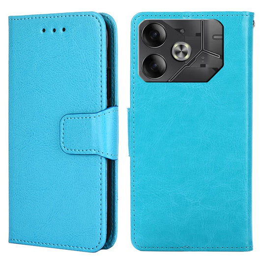 For TECNO Pova 6 5G Scratch Resistant Stand Cover Leather Wallet Phone Accessories Distributors - Baby Blue