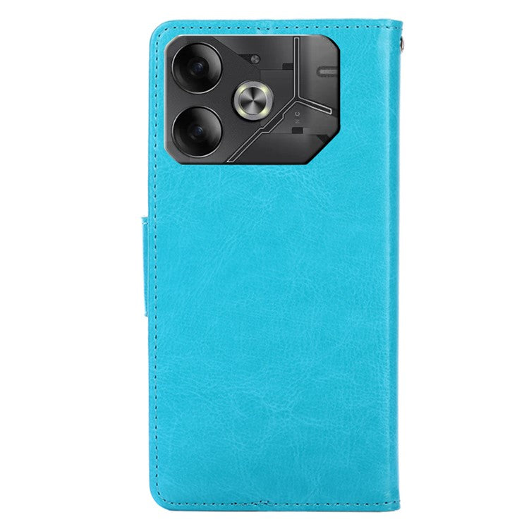 For TECNO Pova 6 5G Scratch Resistant Stand Cover Leather Wallet Phone Accessories Distributors - Baby Blue