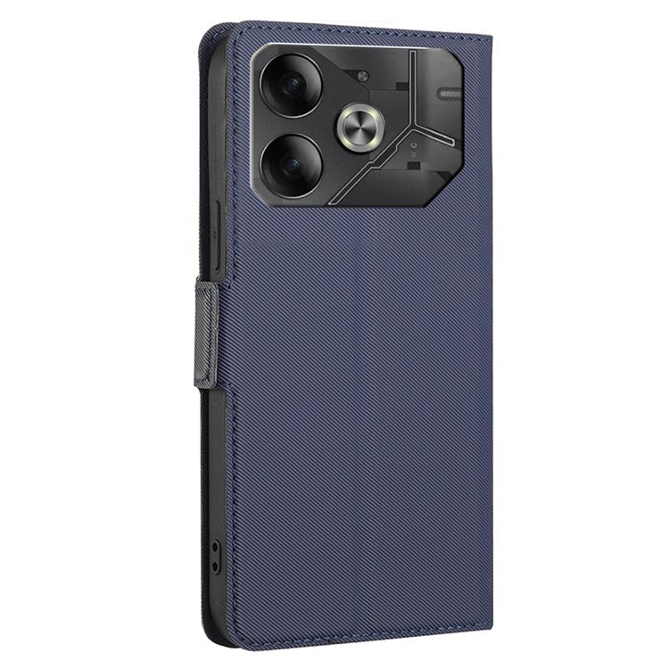 For TECNO Pova 6 5G Bump Proof Case Card Holder Twill Texture Leather Phone Cover - Blue