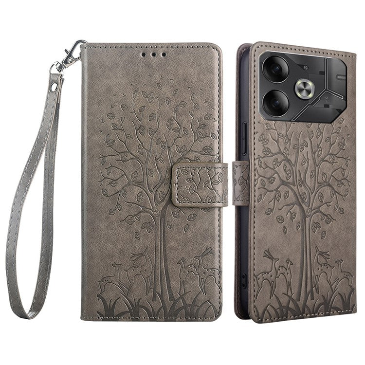 For TECNO Pova 6 5G Magnetic Phone Case Wallet Leather Flower Cover Wholesale Supplier - Grey