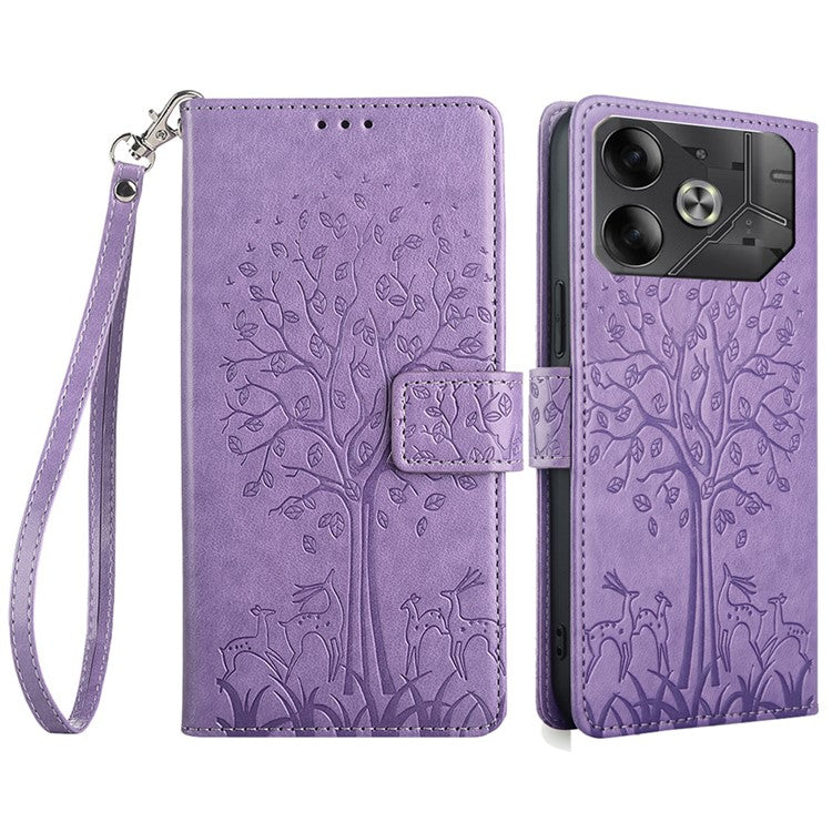 For TECNO Pova 6 5G Magnetic Phone Case Wallet Leather Flower Cover Wholesale Supplier - Purple