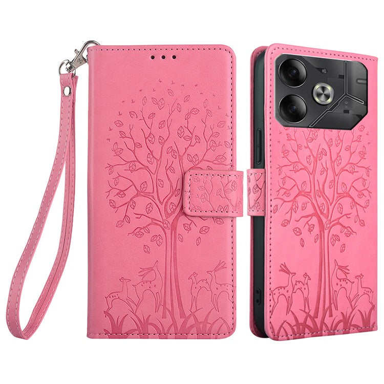 For TECNO Pova 6 5G Magnetic Phone Case Wallet Leather Flower Cover Wholesale Supplier - Pink