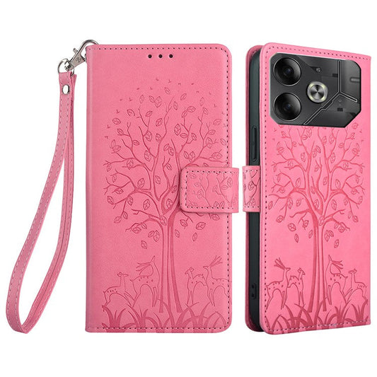 For TECNO Pova 6 5G Magnetic Phone Case Wallet Leather Flower Cover Wholesale Supplier - Pink