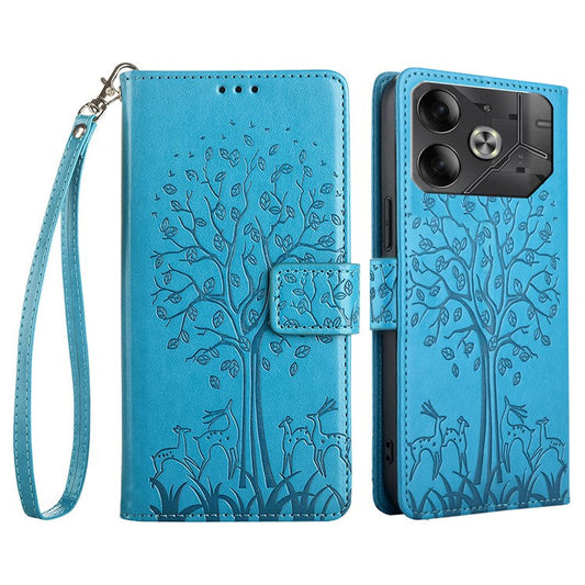 For TECNO Pova 6 5G Magnetic Phone Case Wallet Leather Flower Cover Wholesale Supplier - Blue
