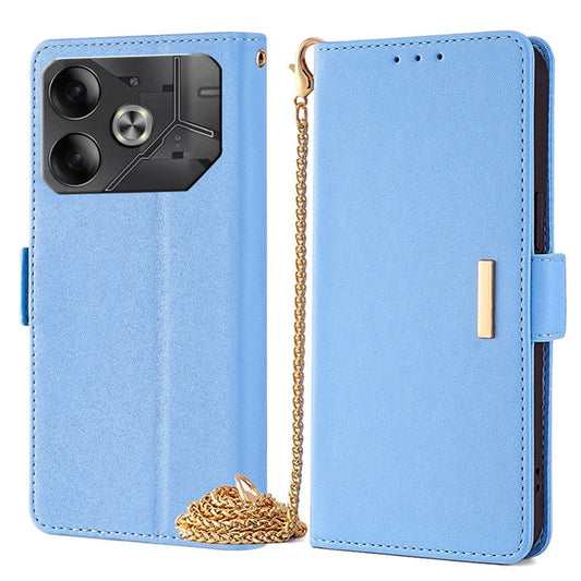 For TECNO Pova 6 5G Crossbody Wallet Case PU Leather Purse Card Slots Flip Phone Cover - Blue