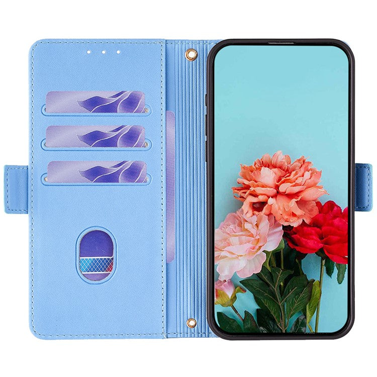 For TECNO Pova 6 5G Crossbody Wallet Case PU Leather Purse Card Slots Flip Phone Cover - Blue