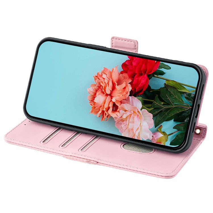 For TECNO Pova 6 5G Crossbody Wallet Case PU Leather Purse Card Slots Flip Phone Cover - Pink