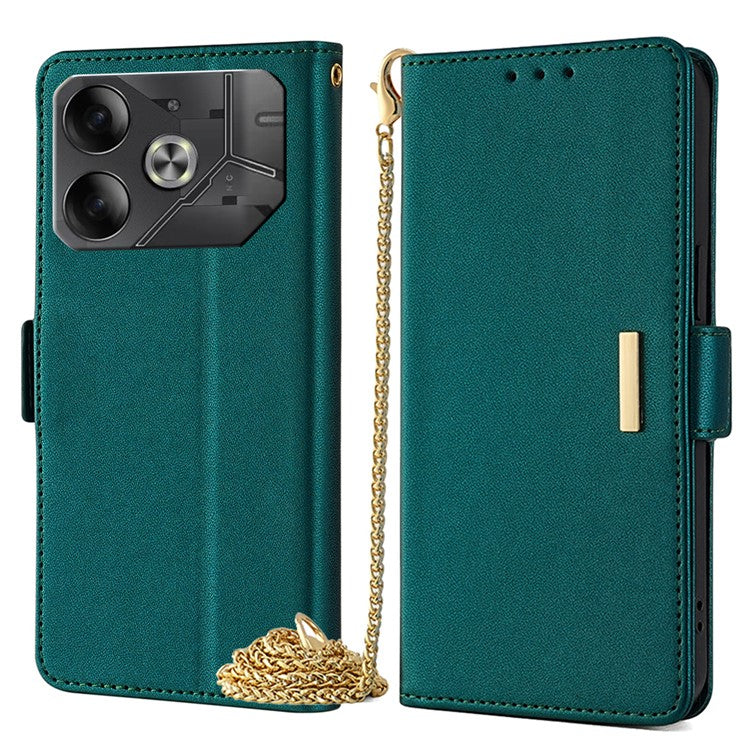 For TECNO Pova 6 5G Crossbody Wallet Case PU Leather Purse Card Slots Flip Phone Cover - Green