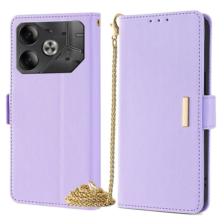 For TECNO Pova 6 5G Crossbody Wallet Case PU Leather Purse Card Slots Flip Phone Cover - Purple