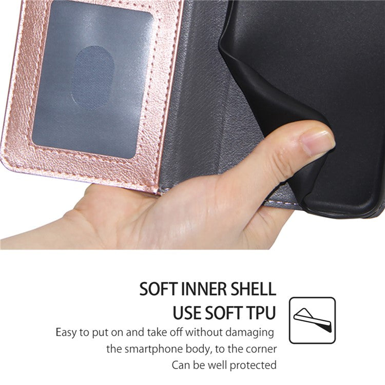 For Huawei Pura 70 Case Zipper Pocket Magnetic Clasp Leather Cell Phone Cover - Rose Gold