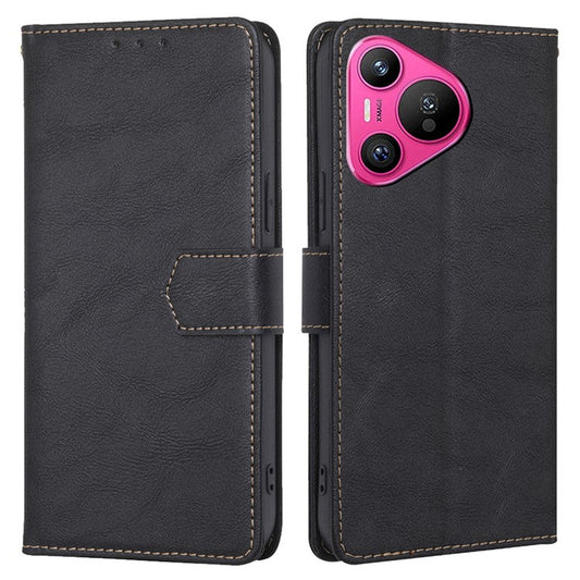 For Huawei Pura 70 Case Magnetic Leather RFID Blocking Wallet Phone Cover - Black