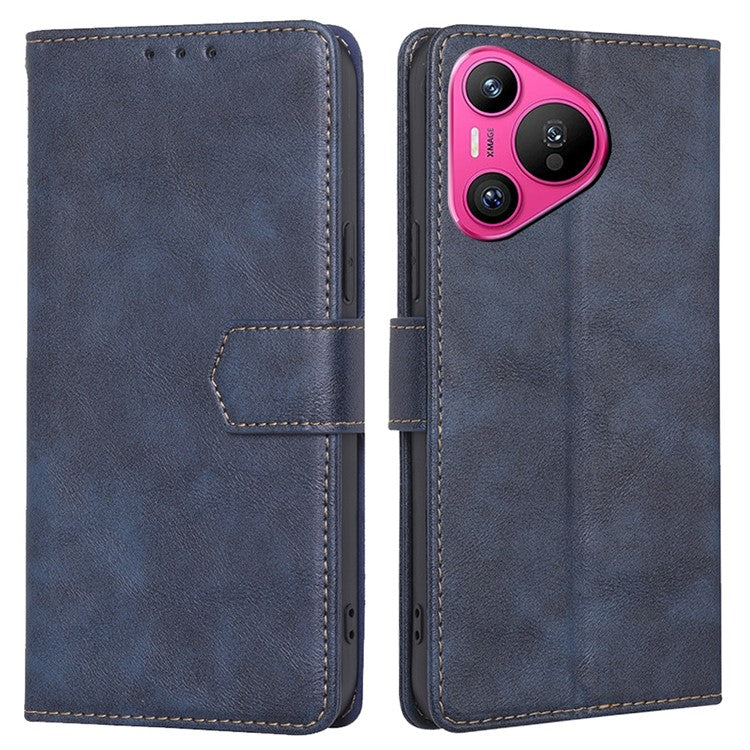 For Huawei Pura 70 Case Magnetic Leather RFID Blocking Wallet Phone Cover - Blue