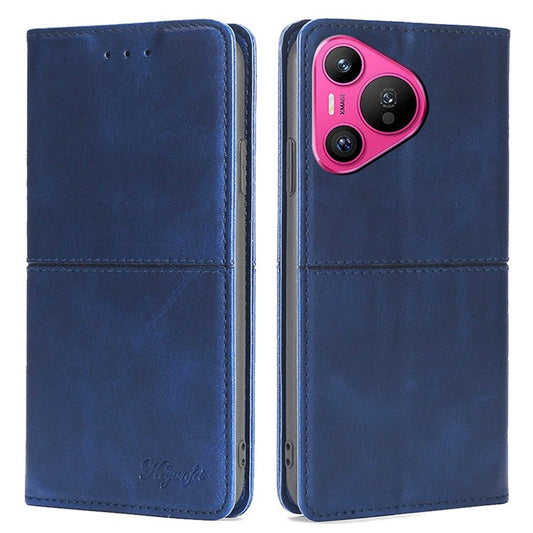 For Huawei Pura 70 Case PU Leather Magnetic Closure Drop Resistance Phone Cover - Blue