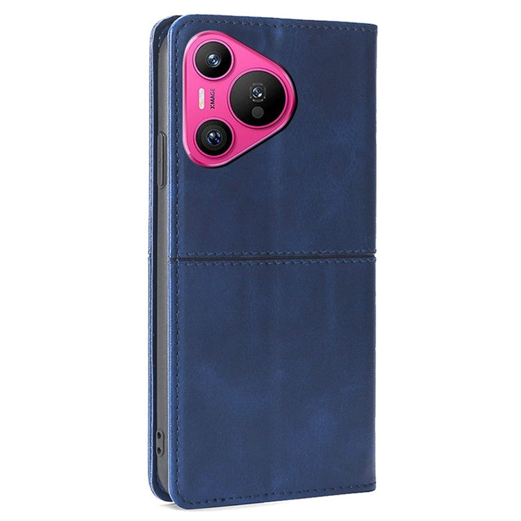 For Huawei Pura 70 Case PU Leather Magnetic Closure Drop Resistance Phone Cover - Blue