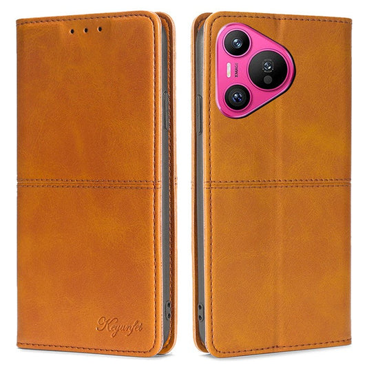 For Huawei Pura 70 Case PU Leather Magnetic Closure Drop Resistance Phone Cover - Light Brown