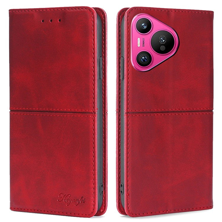For Huawei Pura 70 Case PU Leather Magnetic Closure Drop Resistance Phone Cover - Red