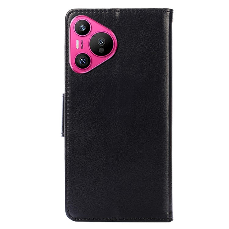 For Huawei Pura 70 Case Wallet PU Leather + TPU Folding Stand Phone Cover  - Black