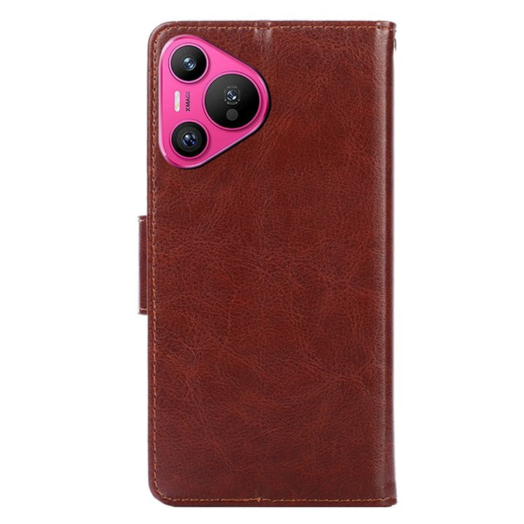 For Huawei Pura 70 Case Wallet PU Leather + TPU Folding Stand Phone Cover  - Brown