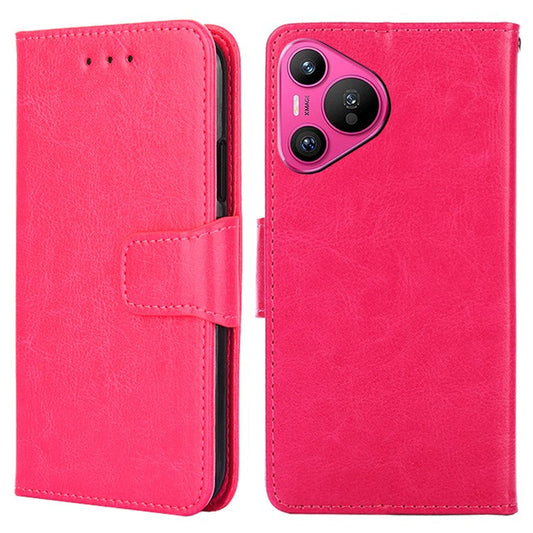 For Huawei Pura 70 Case Wallet PU Leather + TPU Folding Stand Phone Cover  - Rose