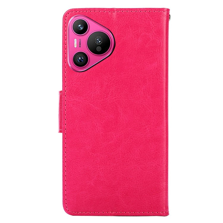 For Huawei Pura 70 Case Wallet PU Leather + TPU Folding Stand Phone Cover  - Rose