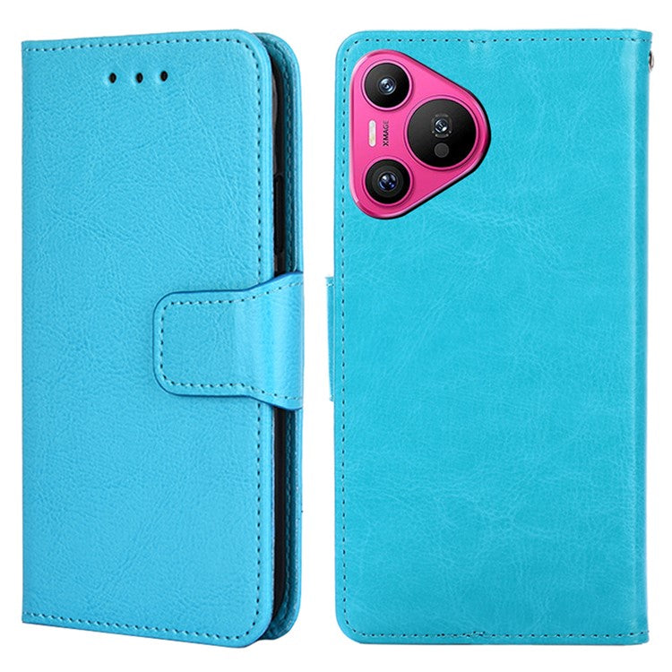 For Huawei Pura 70 Case Wallet PU Leather + TPU Folding Stand Phone Cover  - Baby Blue