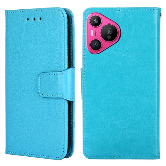 For Huawei Pura 70 Case Wallet PU Leather + TPU Folding Stand Phone Cover  - Baby Blue