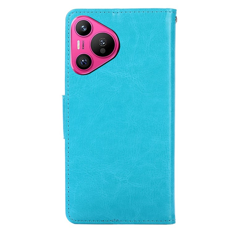 For Huawei Pura 70 Case Wallet PU Leather + TPU Folding Stand Phone Cover  - Baby Blue