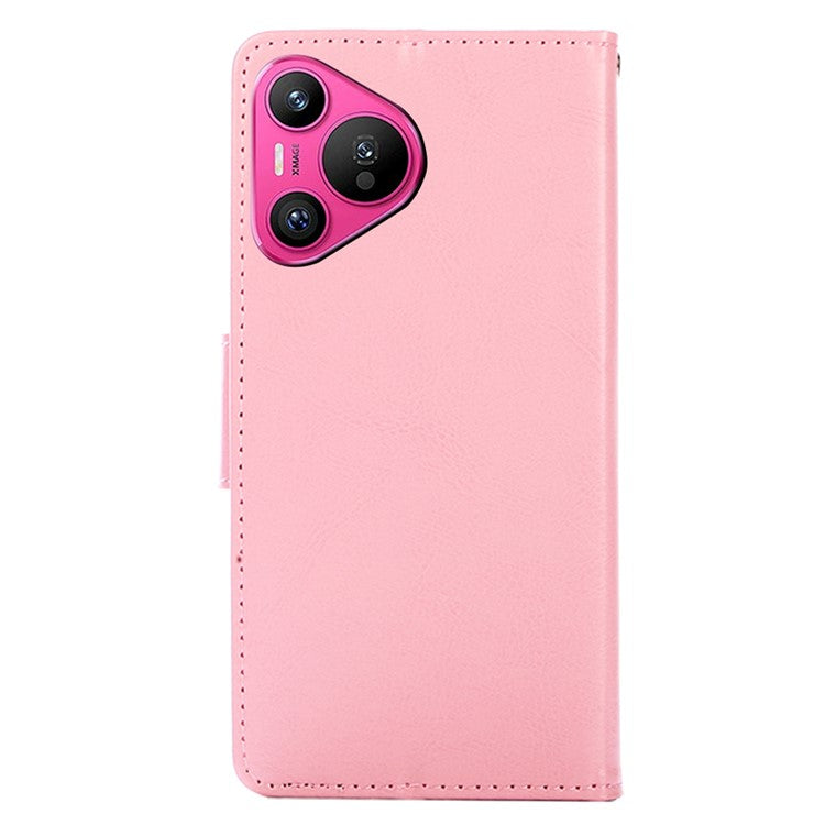 For Huawei Pura 70 Case Wallet PU Leather + TPU Folding Stand Phone Cover  - Pink