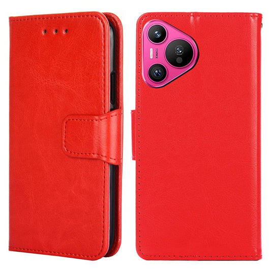 For Huawei Pura 70 Case Wallet PU Leather + TPU Folding Stand Phone Cover  - Red