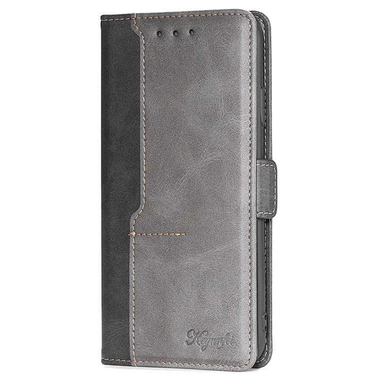 For Huawei Pura 70 Wholesale Phone Case PU Leather Wallet Dual Color Splicing Case Phone Cover - Black+Grey